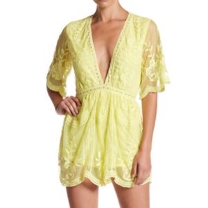 Honey Punch Deep V-Neck Lace Romper